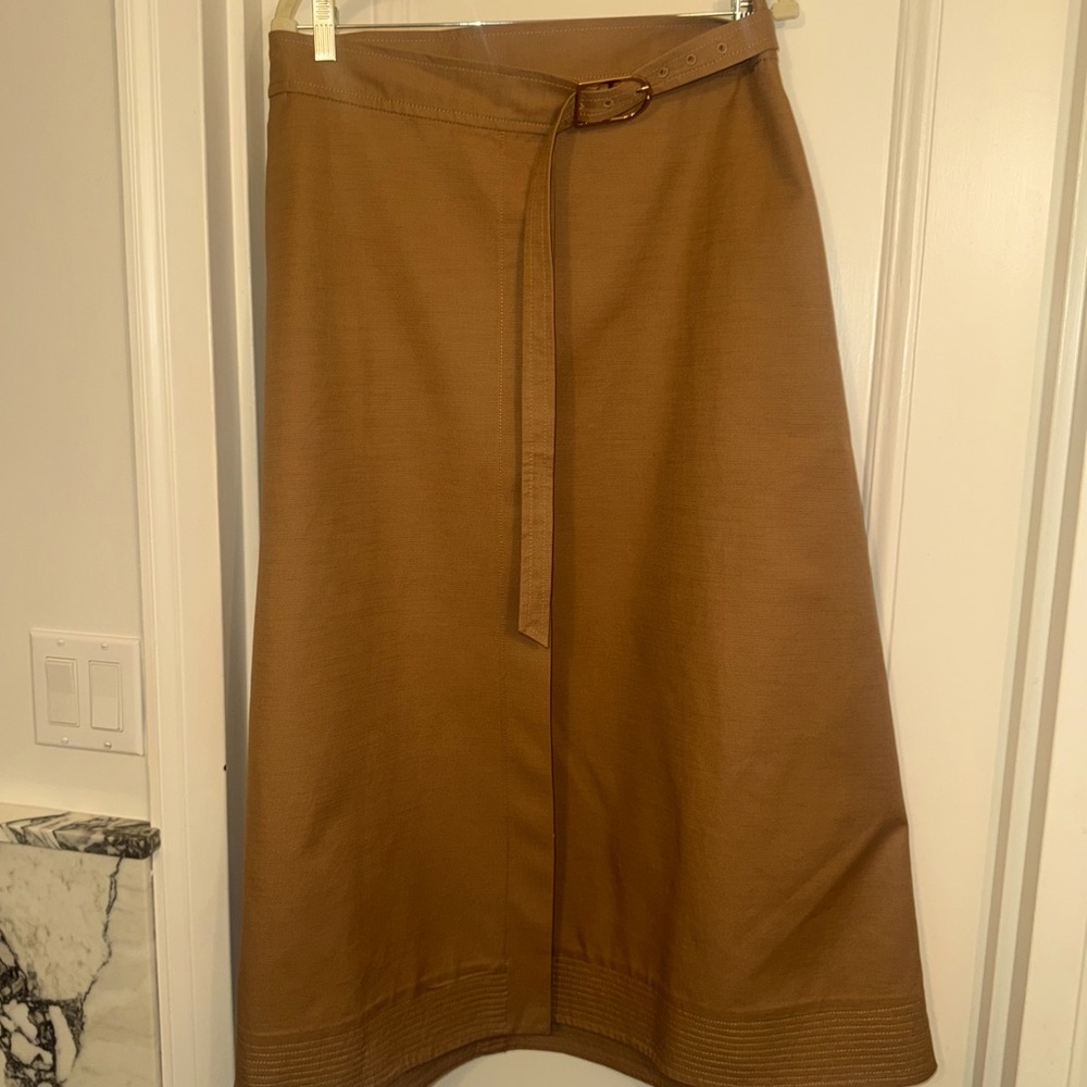 Gabriela Hearst A-Line Cotton Canvas Wrap Skirt. Khaki Tan - Size IT 46 (US 10)